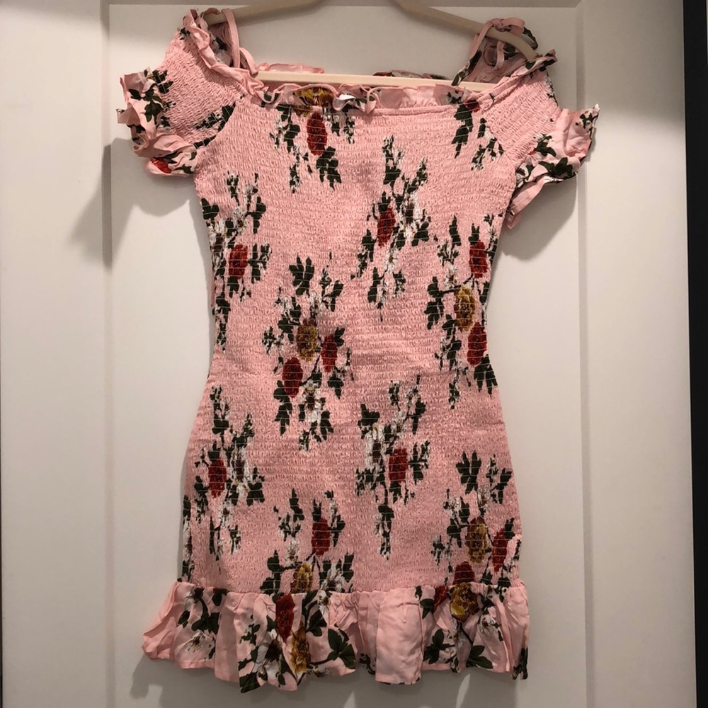 Smocked Floral Off-Shoulder Minidress